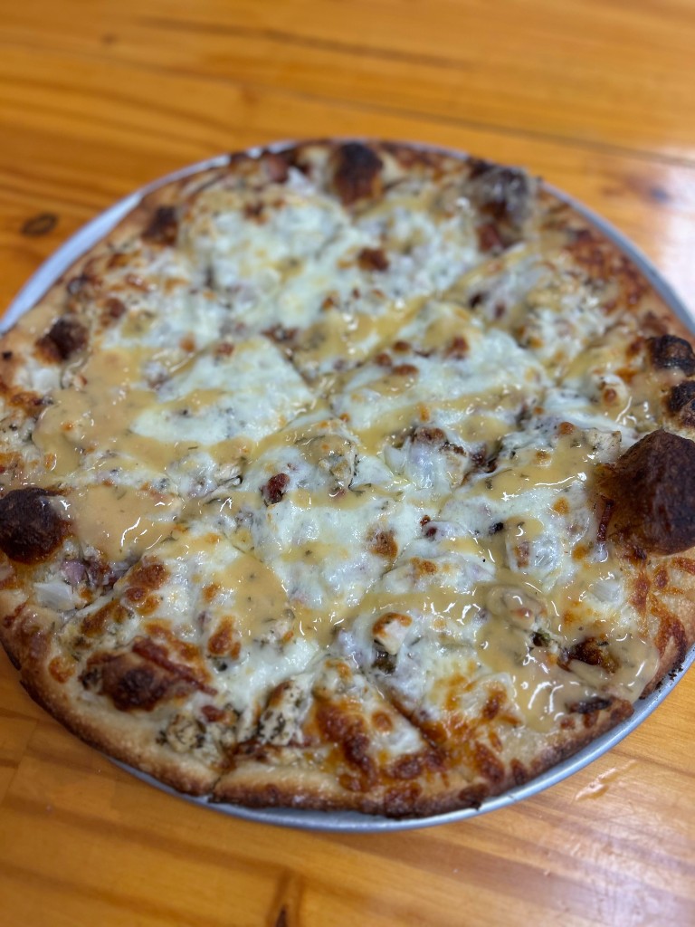 Berkshire Hathaway Garlic Chicken Parm pizza