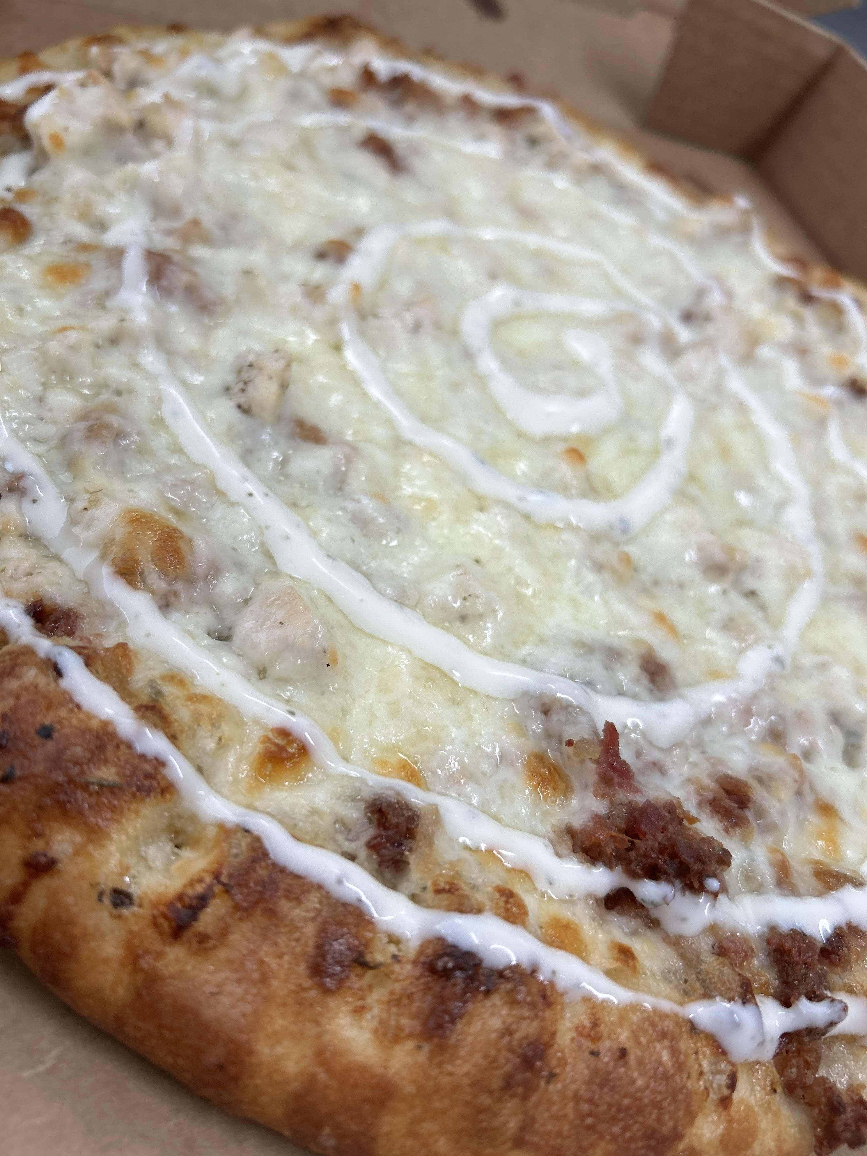 North End Cycle Chicken Bacon Ranch pizza